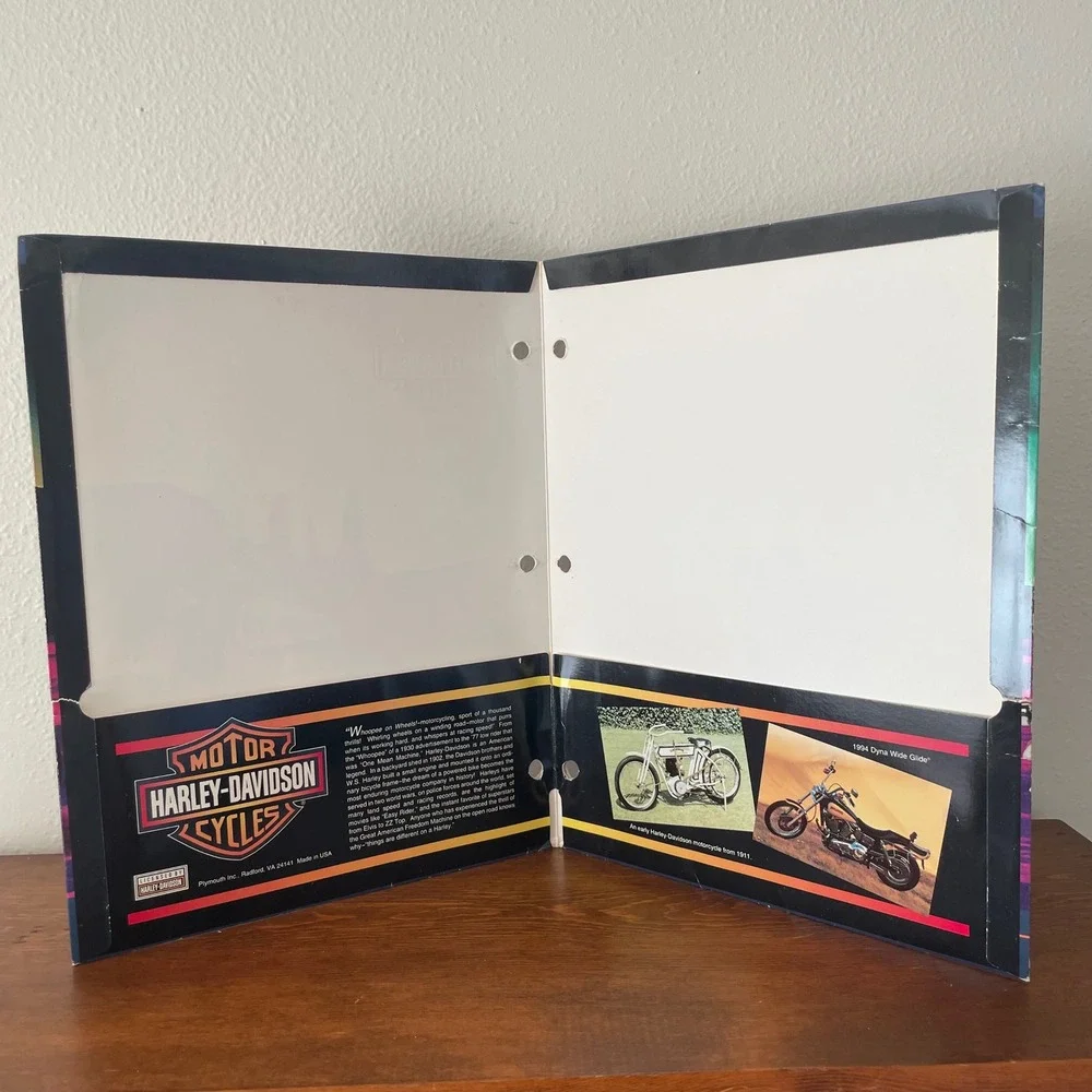 Vintage‎ Harley Davidson Motorcycle Paper Folder 90s School Collectible *READ*